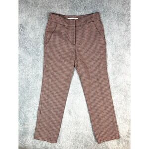 Veronica Beard Gemini Check Crop 2 womens Houndstooth Trouser wool red black tan
